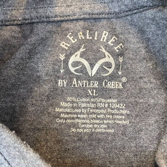 Realtree Mens Logo T-Shirt XL By Antler Creek Gray & Yellow - Picture 2 of 7